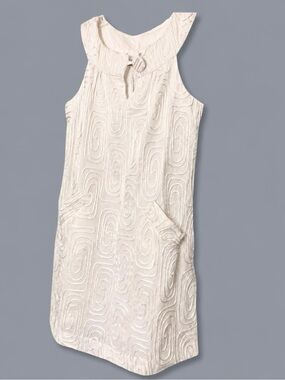 BB Dakota Light Cream Textured Sleeveless Shift Dress 100% Linen